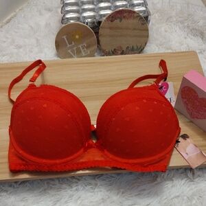 Spree Intimates Red Women's Lace Bra T-shirt Bra 36C 🆕